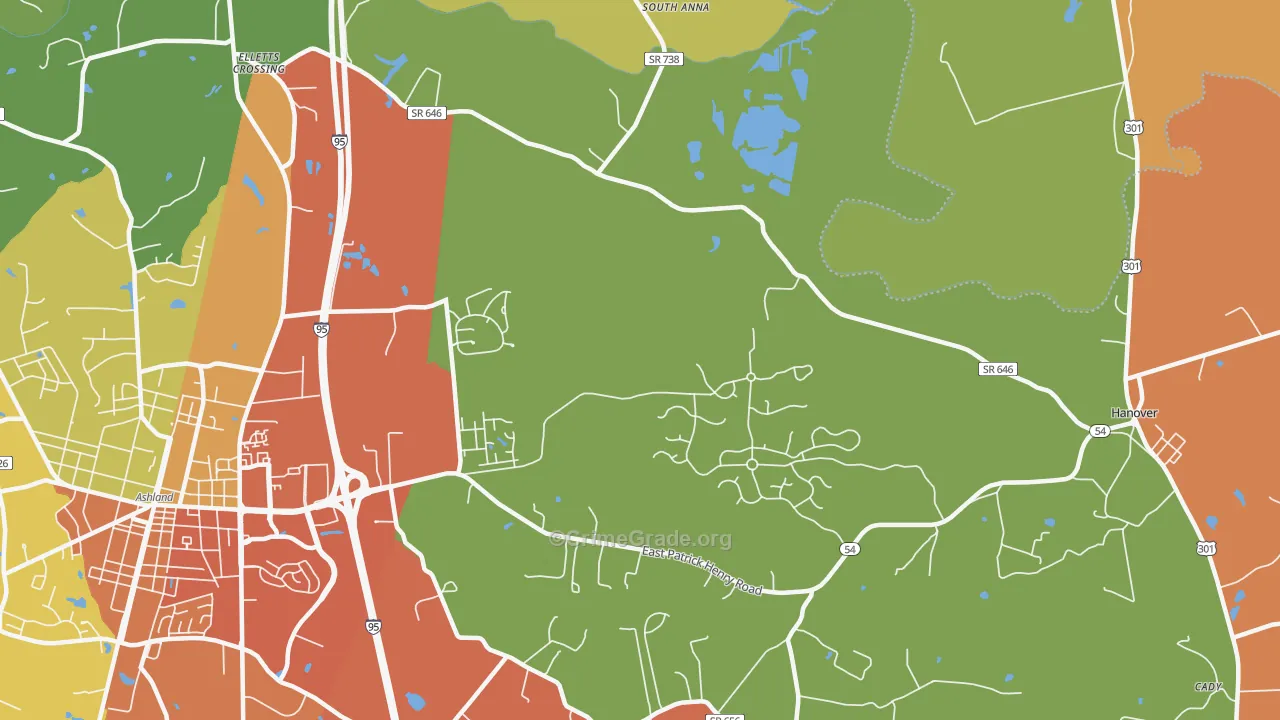 Studley, VA Map of Vandalism Rates