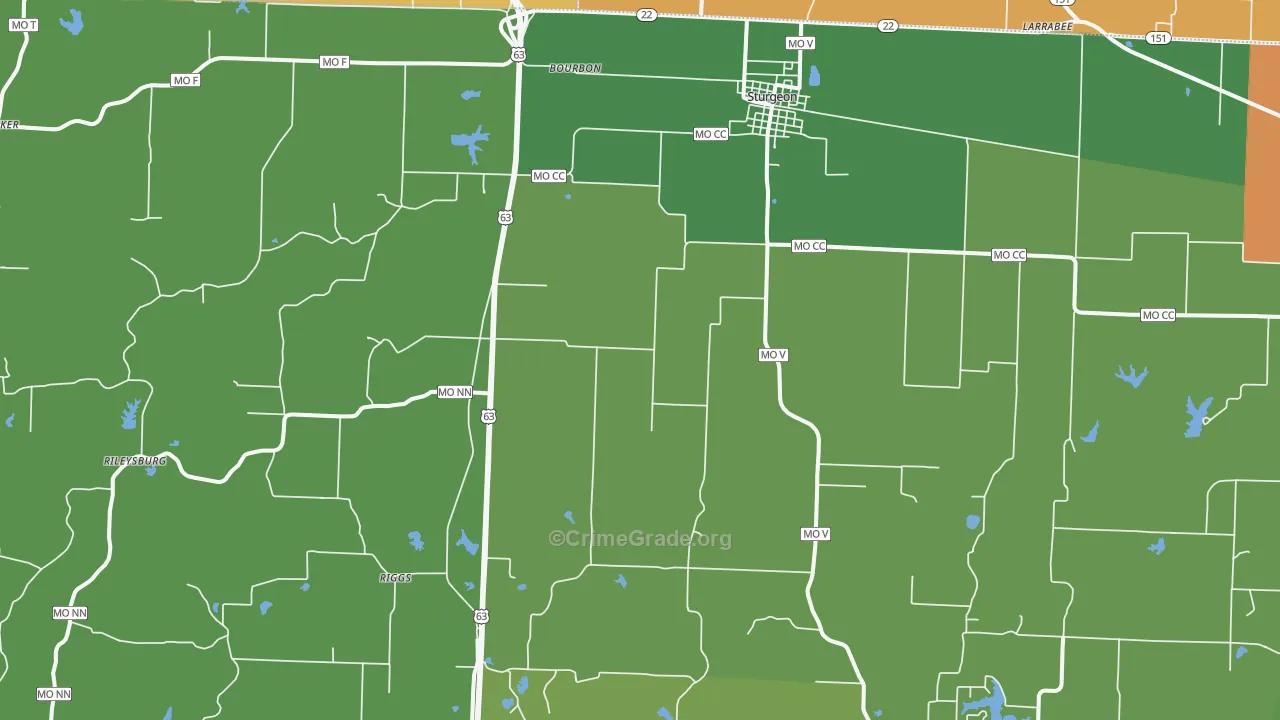 Sturgeon, MO Map of Vandalism Rates