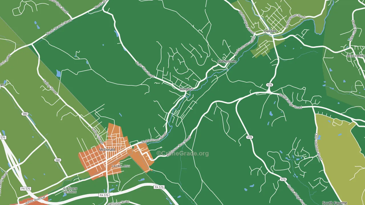 Sturgeon, PA Map of Vandalism Rates