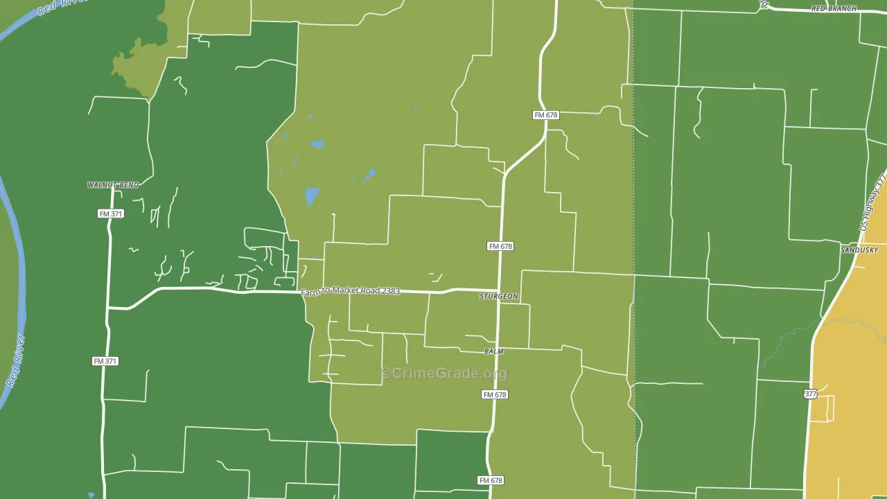 Sturgeon, TX Map of Vandalism Rates