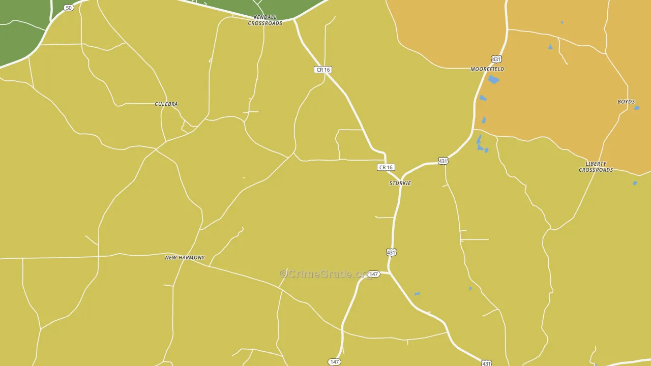 Sturkie, AL Map of Vandalism Rates