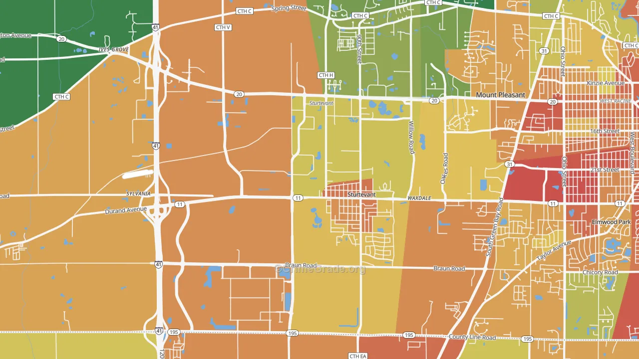 Sturtevant, WI Map of Vandalism Rates
