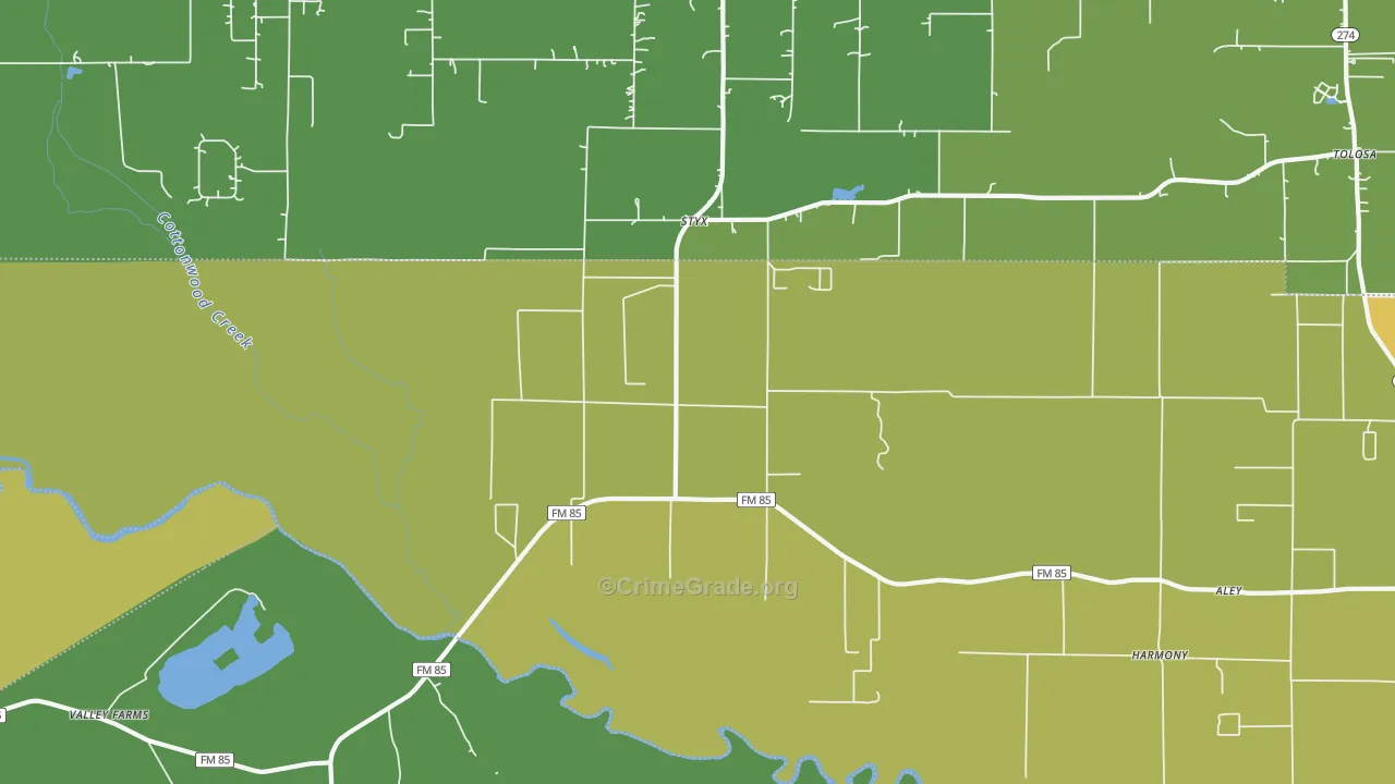 Styx, TX Map of Vandalism Rates
