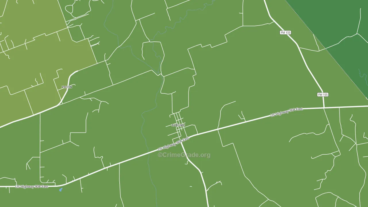 Sublime, TX Map of Vandalism Rates