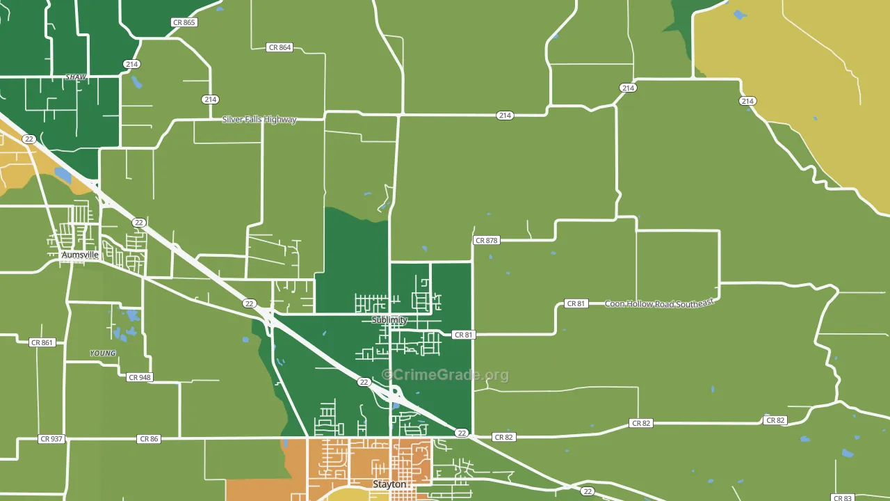 Sublimity, OR Map of Vandalism Rates