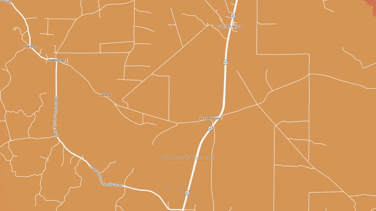 Sucarnoochee, MS Map of Vandalism Rates