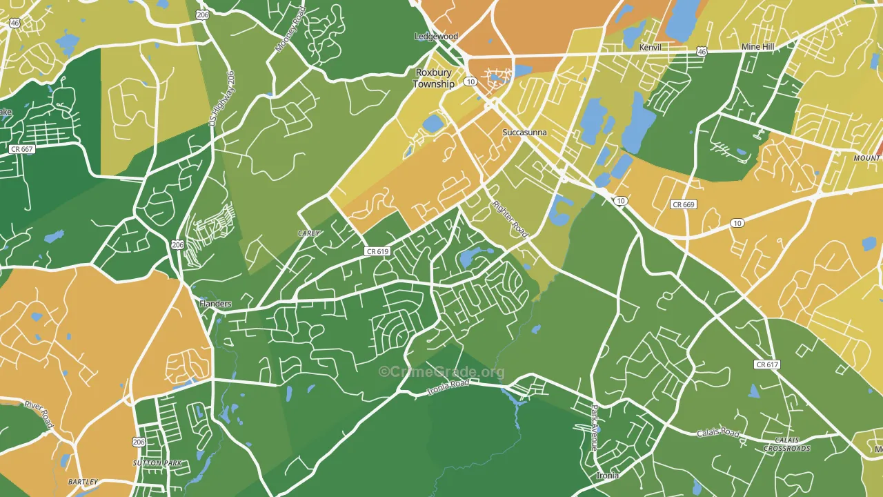 Succasunna, NJ Map of Vandalism Rates