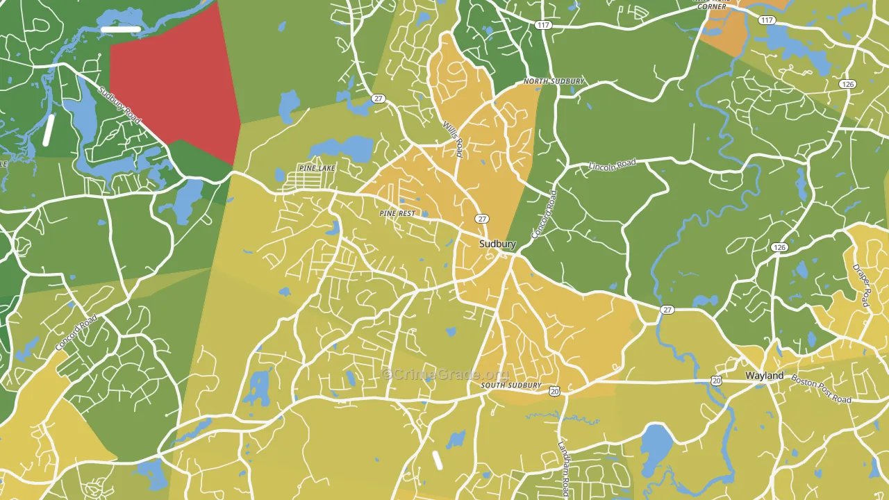 Sudbury, MA Map of Vandalism Rates