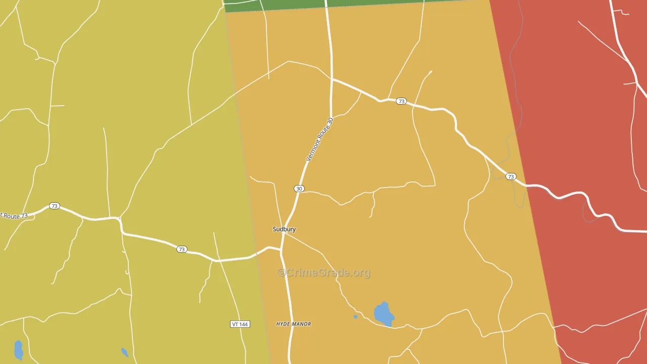 Sudbury, VT Map of Vandalism Rates