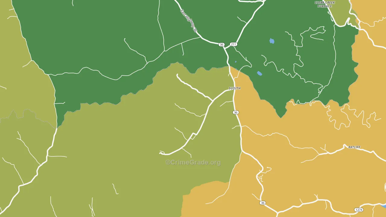 Sudith, KY Map of Vandalism Rates