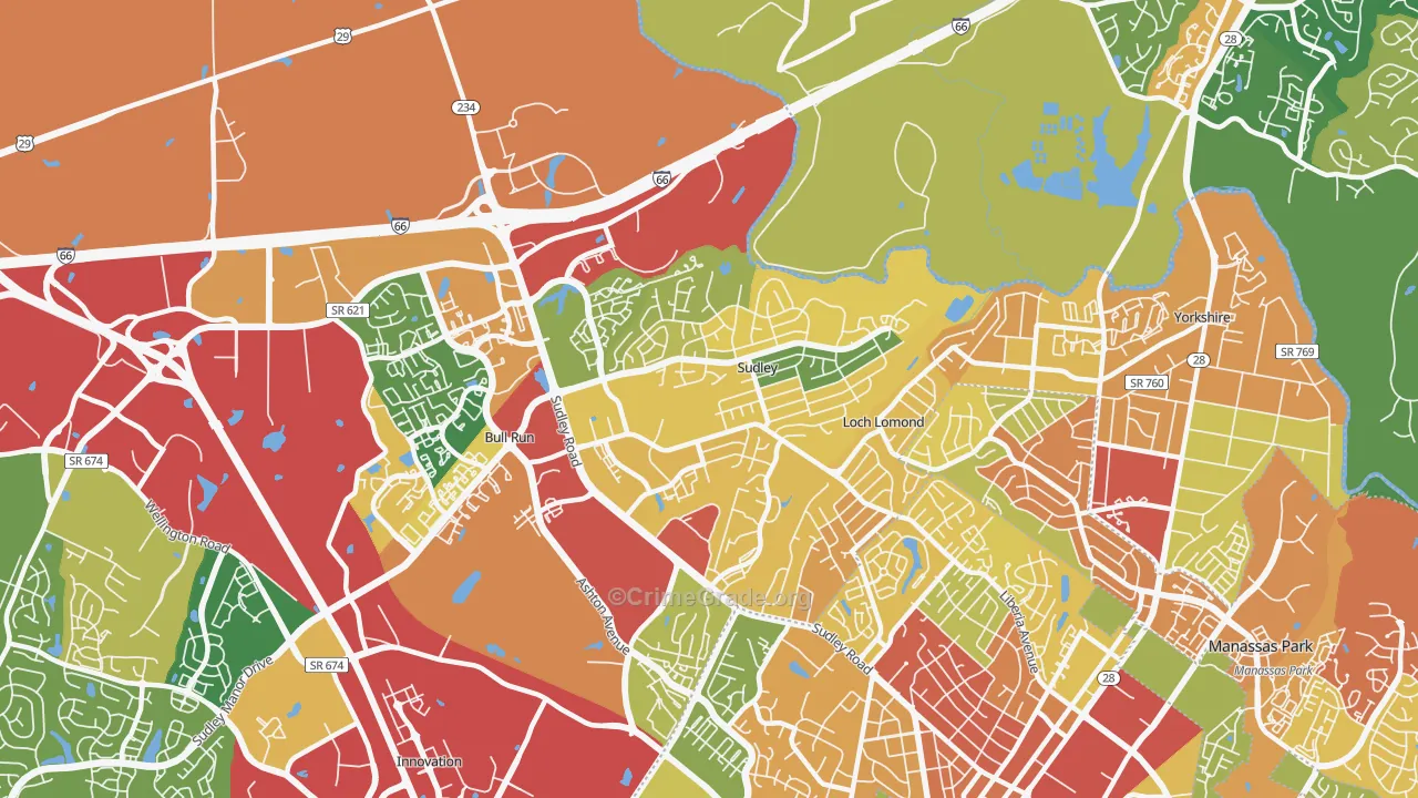 Sudley, VA Map of Vandalism Rates