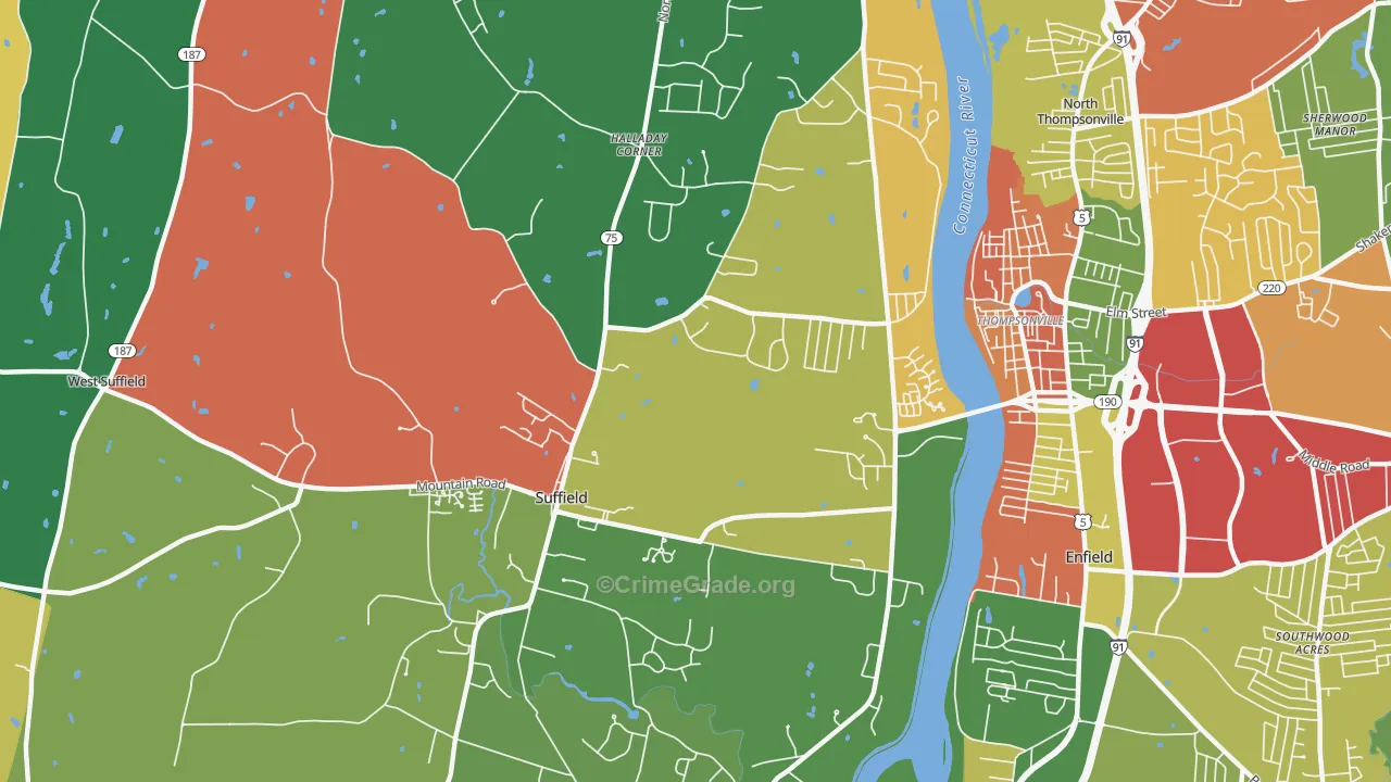 Suffield, CT Map of Vandalism Rates