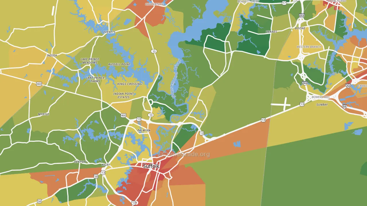 Suffolk, VA Map of Vandalism Rates