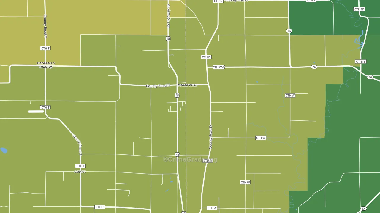 Sugar Bush, WI Map of Vandalism Rates