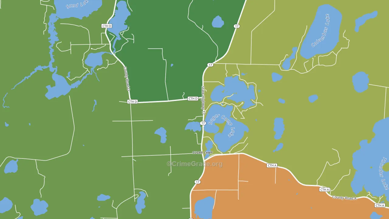 Sugar Camp, WI Map of Vandalism Rates