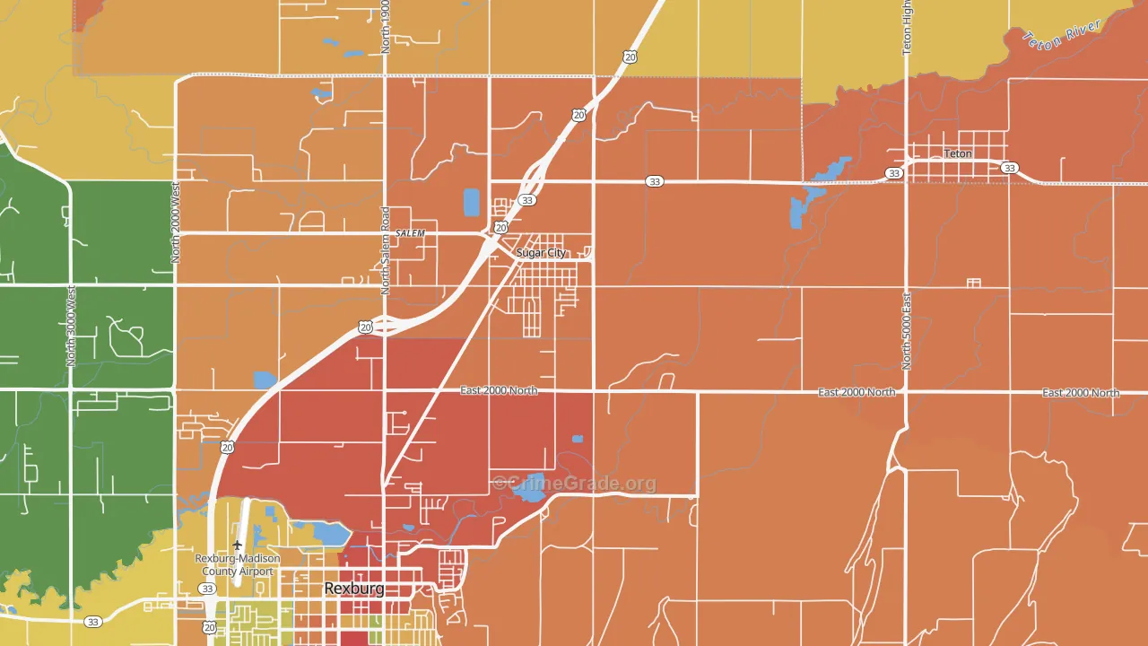 Sugar City, ID Map of Vandalism Rates