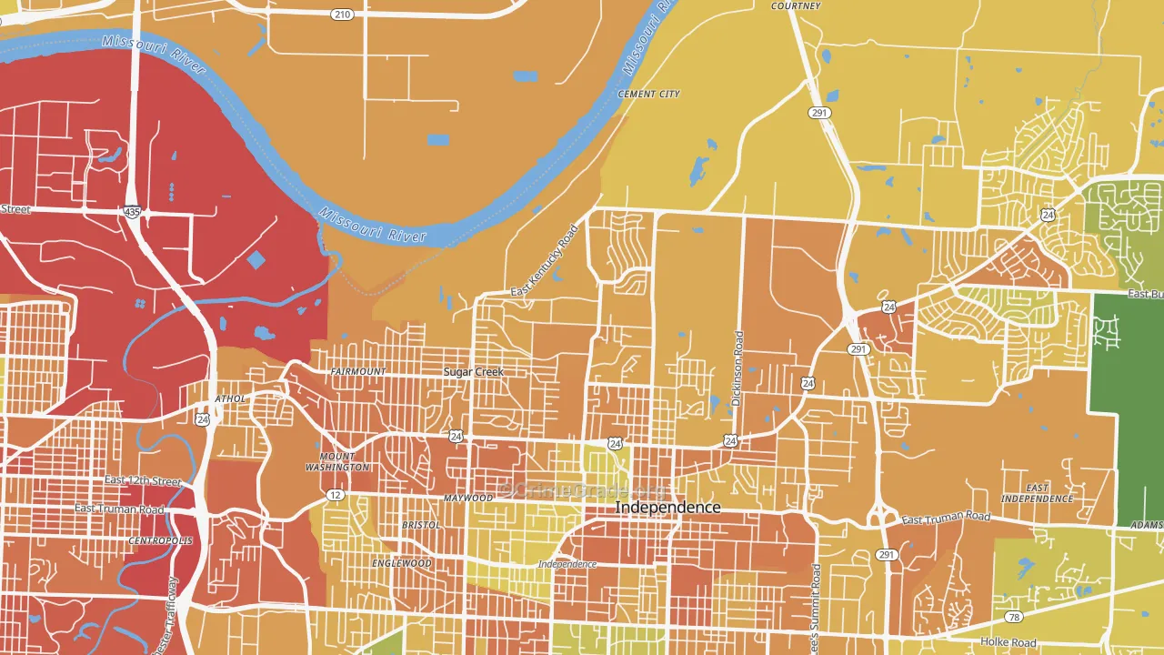 Sugar Creek, MO Map of Vandalism Rates