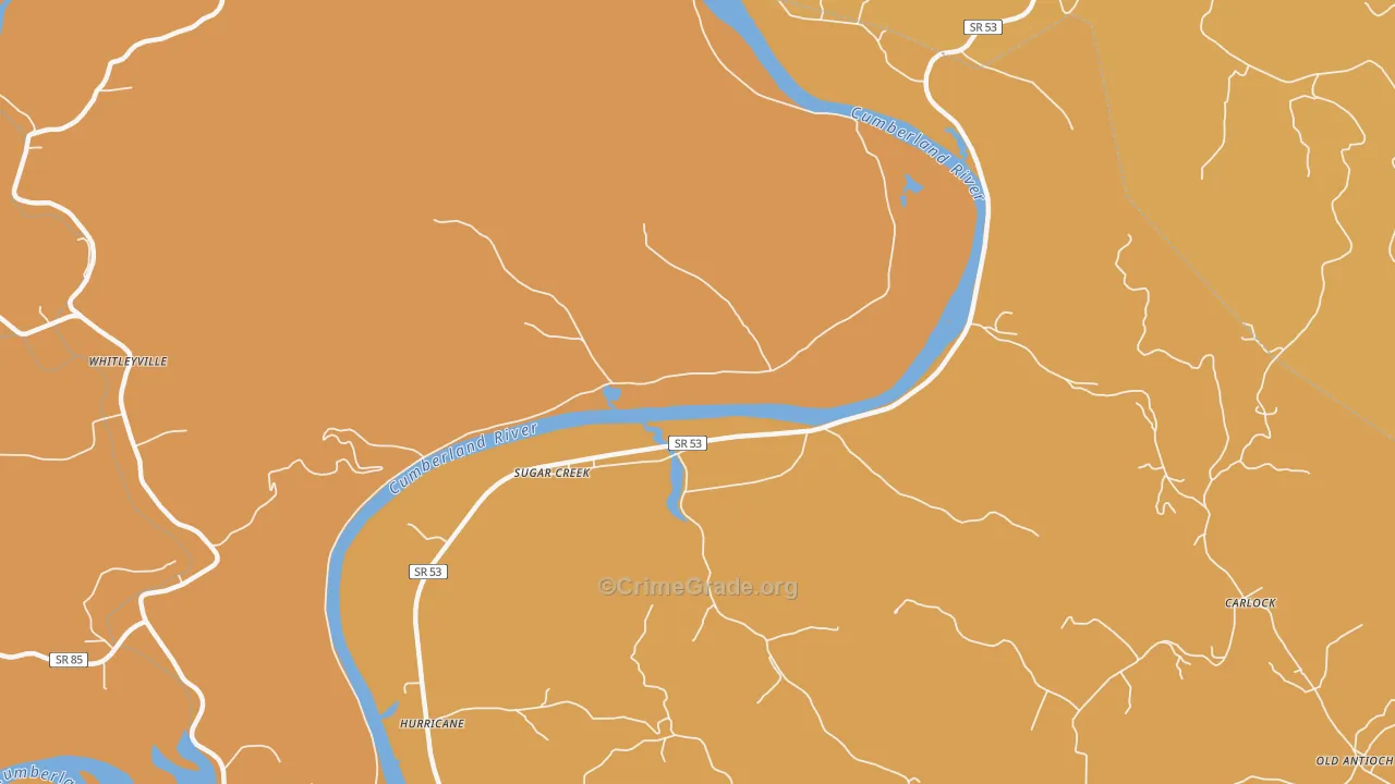 Sugar Creek, TN Map of Vandalism Rates