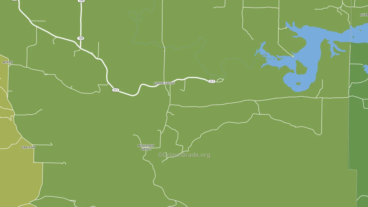 Sugar Grove, AR Map of Vandalism Rates