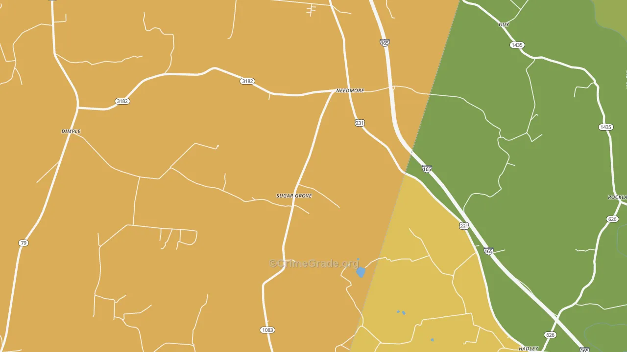 Sugar Grove, KY Map of Vandalism Rates