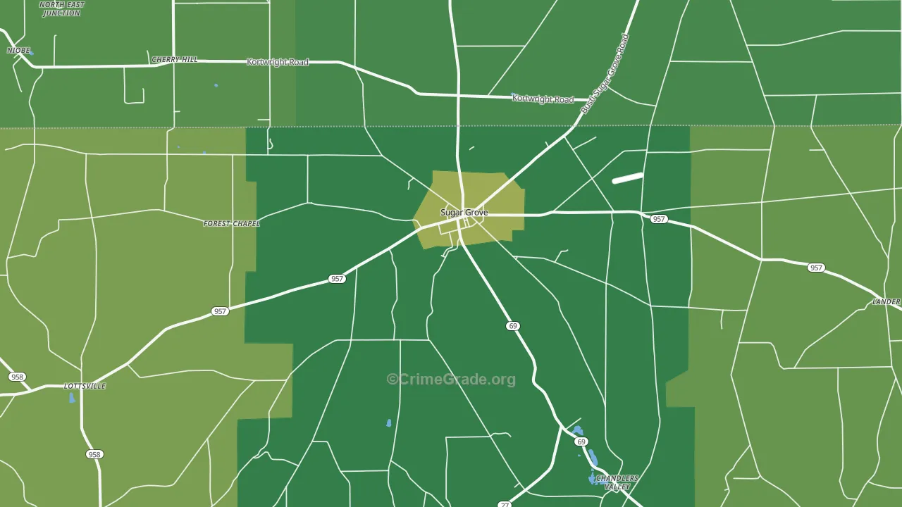 Sugar Grove, PA Map of Vandalism Rates