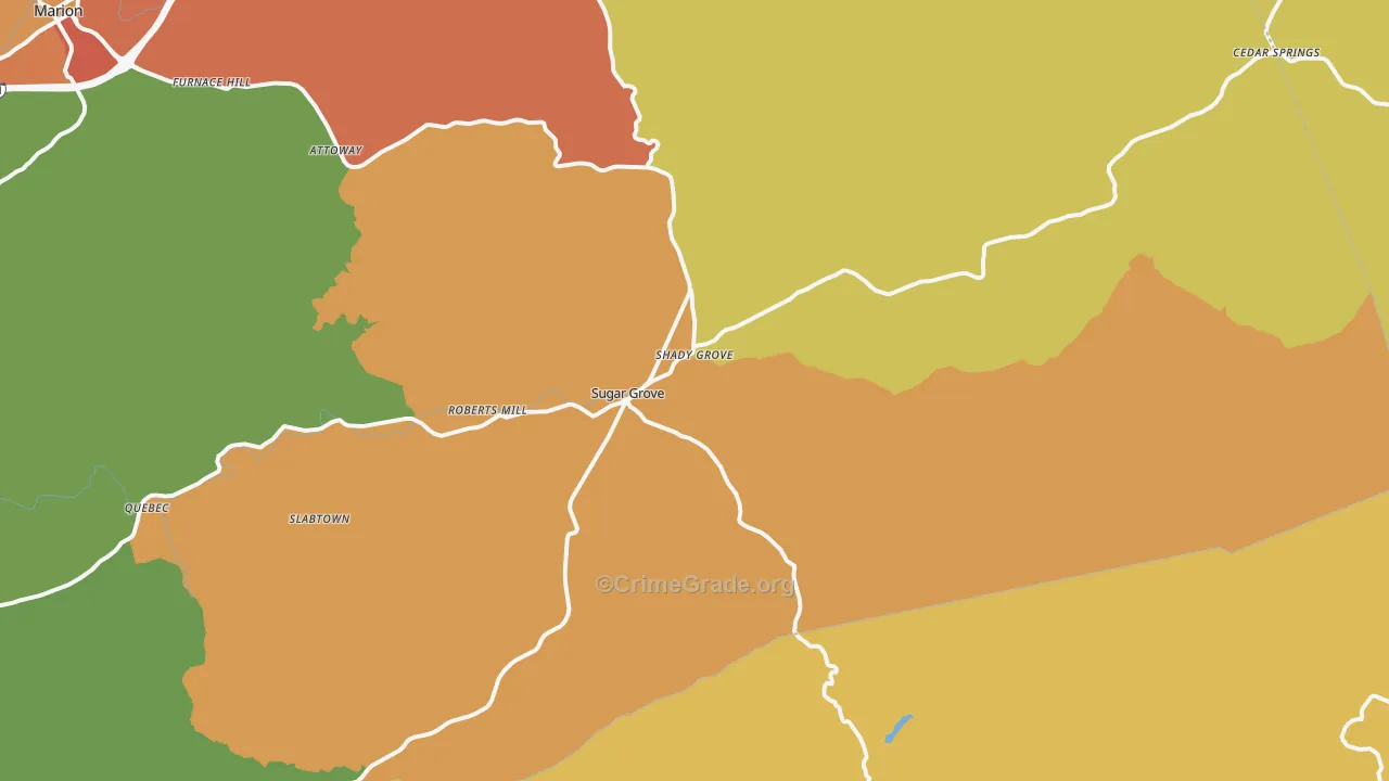 Sugar Grove, VA Map of Vandalism Rates