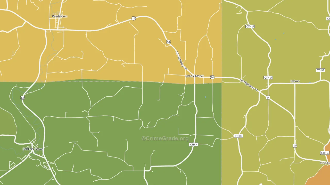Sugar Grove, WI Map of Vandalism Rates