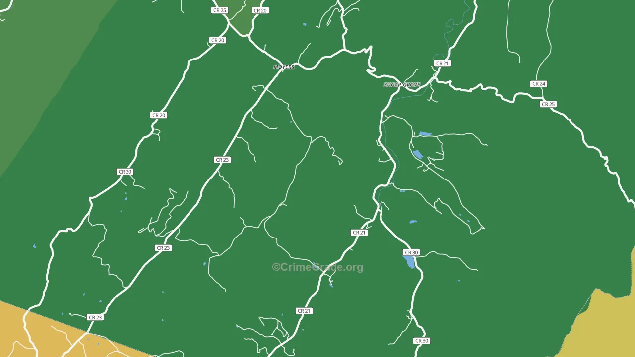 Sugar Grove, WV Map of Vandalism Rates