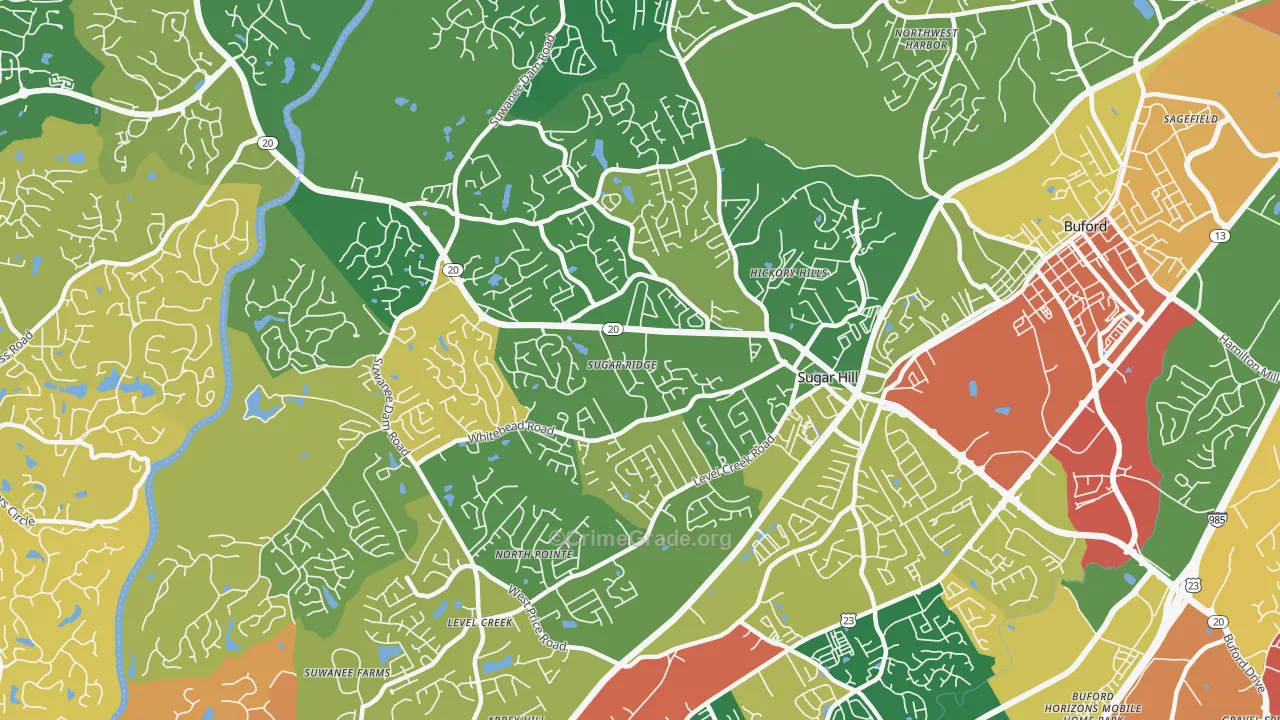 Sugar Hill, GA Map of Vandalism Rates