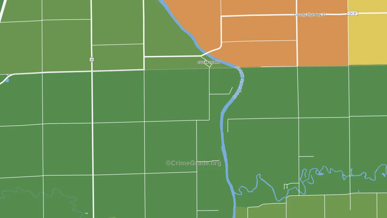 Sugar Island, IL Map of Vandalism Rates