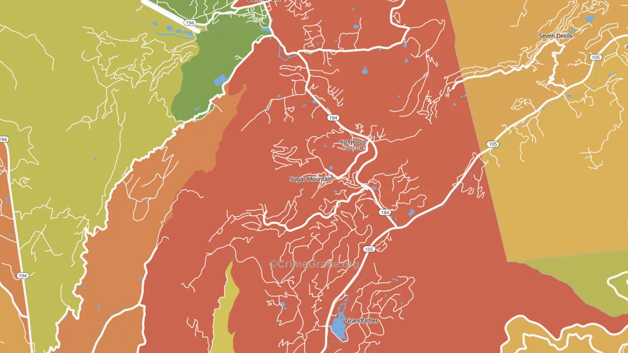 Sugar Mountain, NC Map of Vandalism Rates