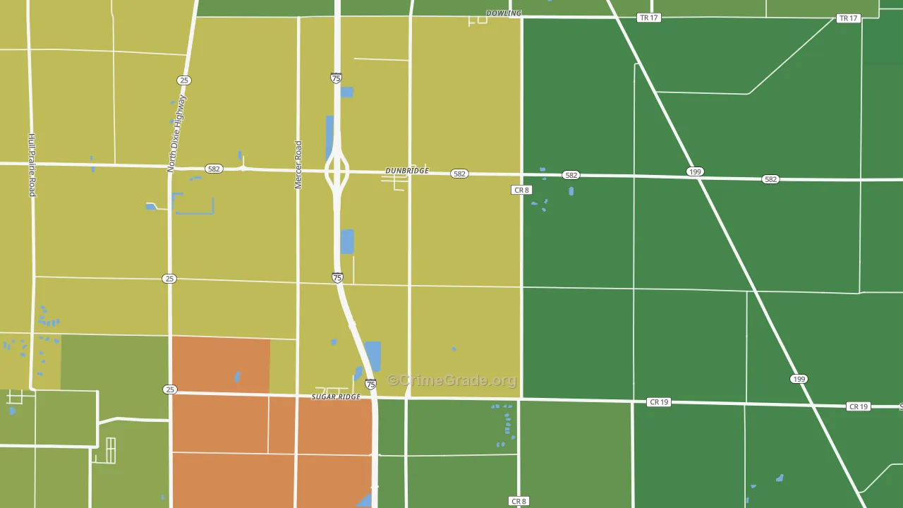 Sugar Ridge, OH Map of Vandalism Rates