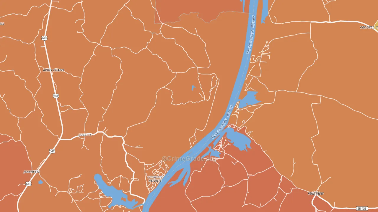 Sugar Tree, TN Map of Vandalism Rates