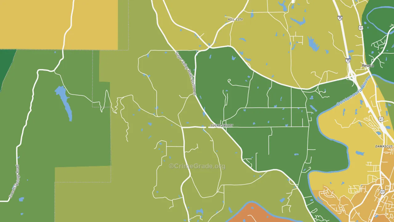 Sugar Valley, GA Map of Vandalism Rates