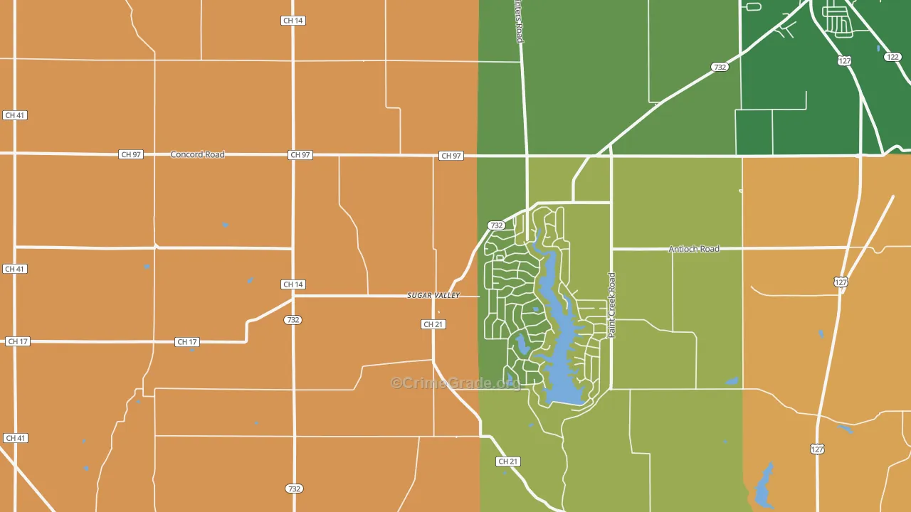 Sugar Valley, OH Map of Vandalism Rates