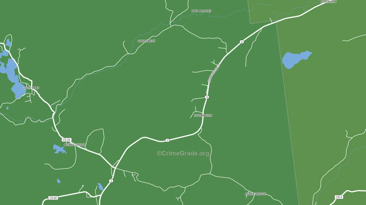 Sugarbush, NY Map of Vandalism Rates