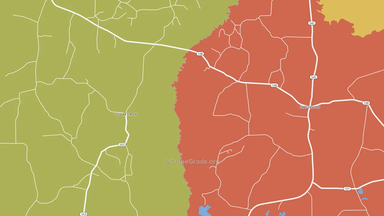 Sugarcreek, LA Map of Vandalism Rates
