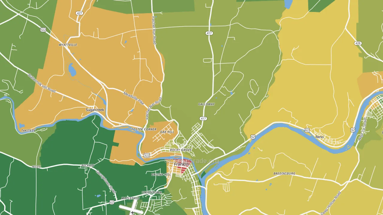Sugarcreek, PA Map of Vandalism Rates