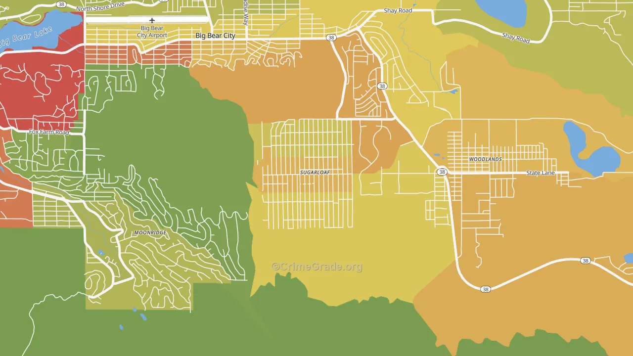Sugarloaf, CA Map of Vandalism Rates
