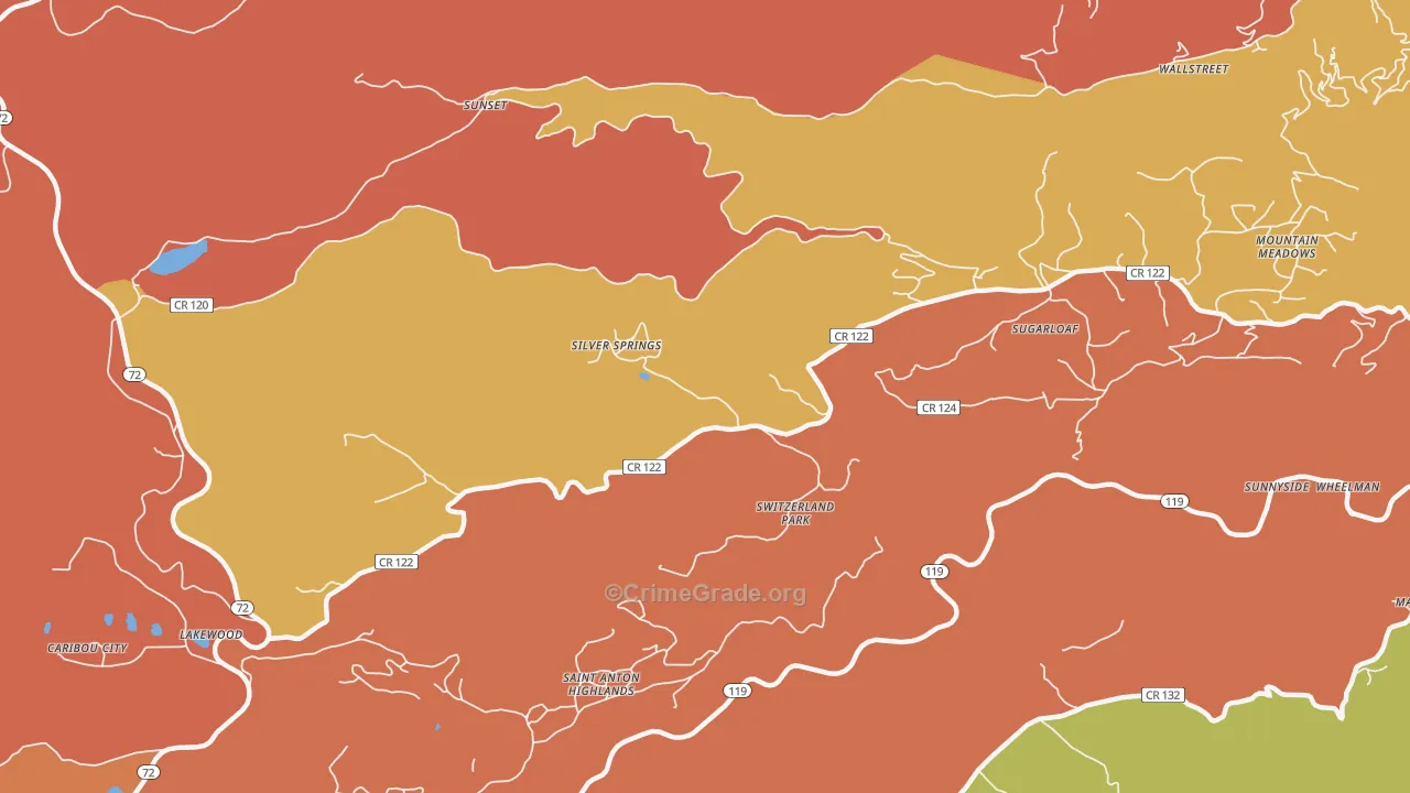 Sugarloaf, CO Map of Vandalism Rates