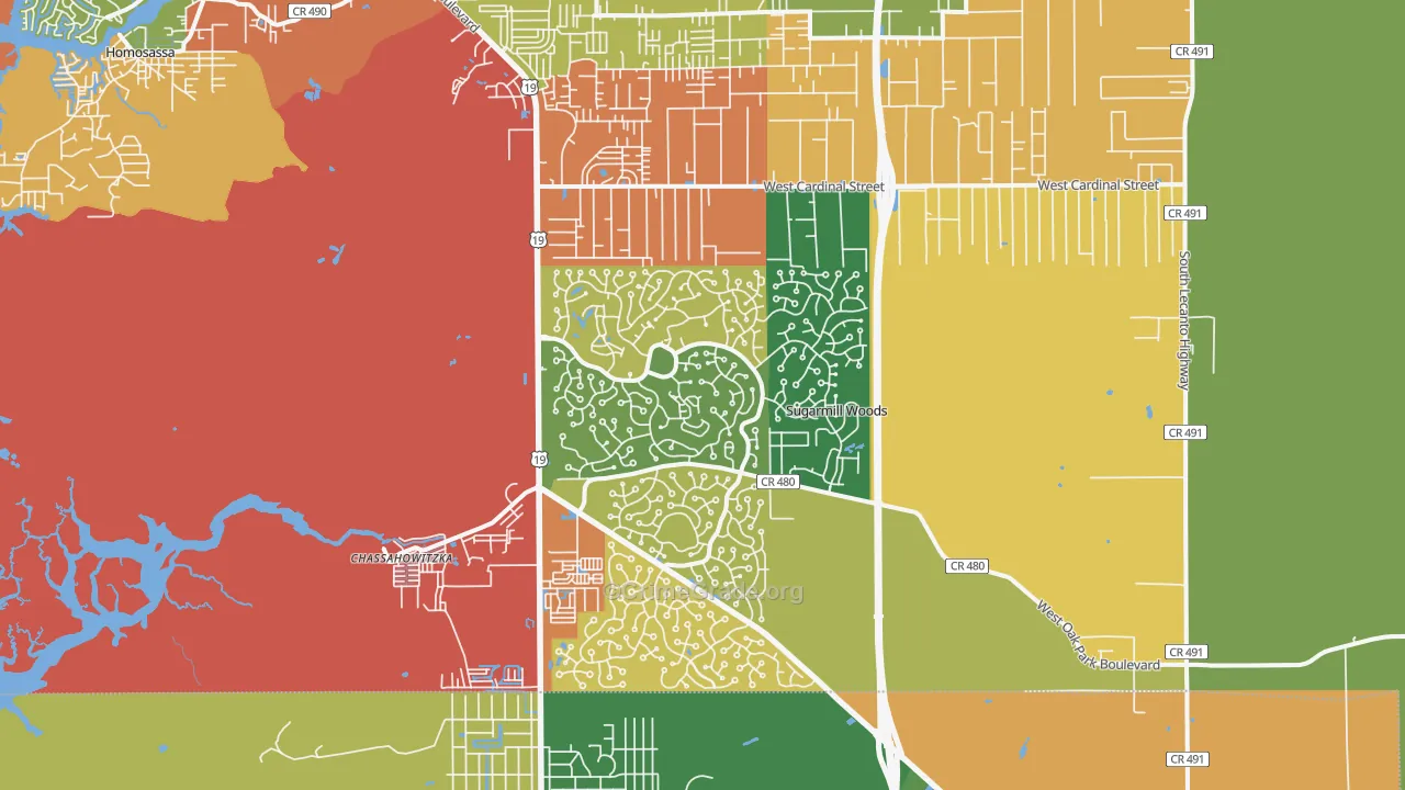 Sugarmill Woods, FL Map of Vandalism Rates