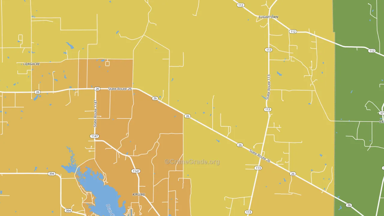 Sugartown, LA Map of Vandalism Rates