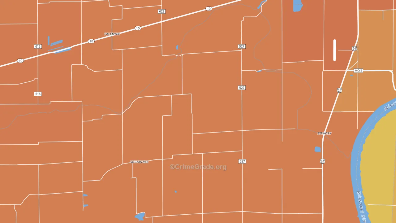 Sugartree, MO Map of Vandalism Rates