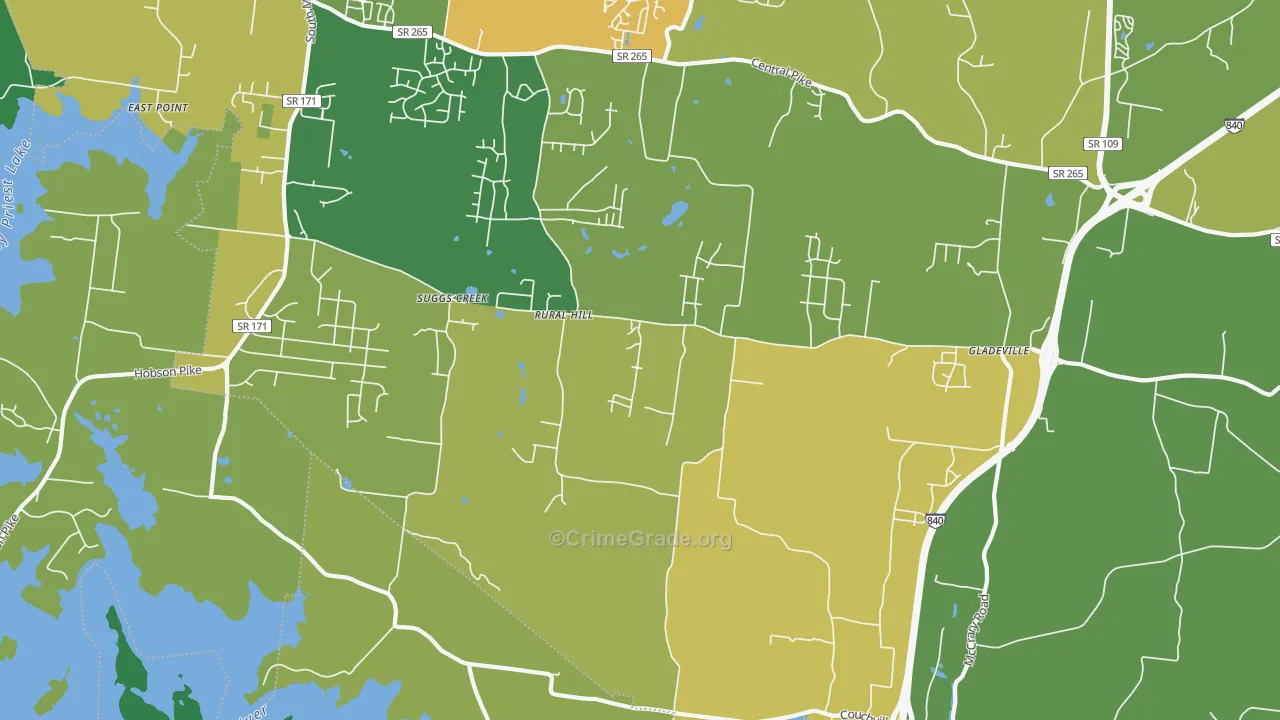 Suggs Creek, TN Map of Vandalism Rates