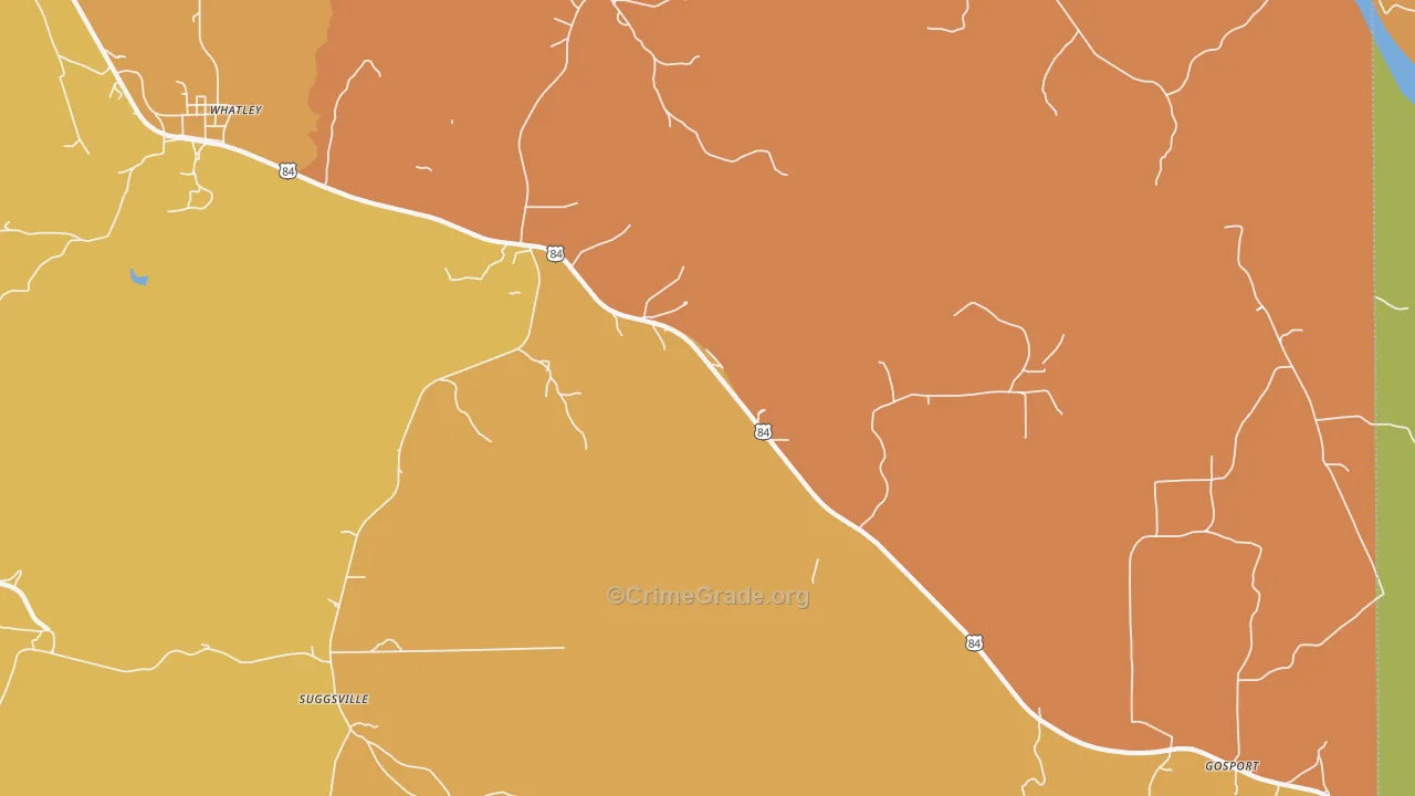 Suggsville, AL Map of Vandalism Rates