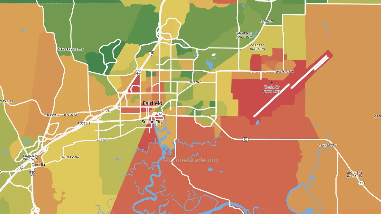Suisun City, CA Map of Vandalism Rates