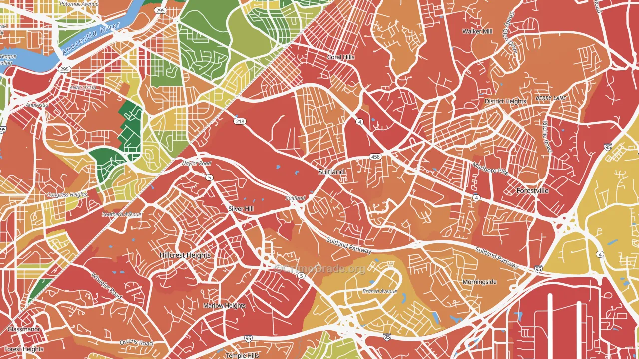 Suitland, MD Map of Vandalism Rates
