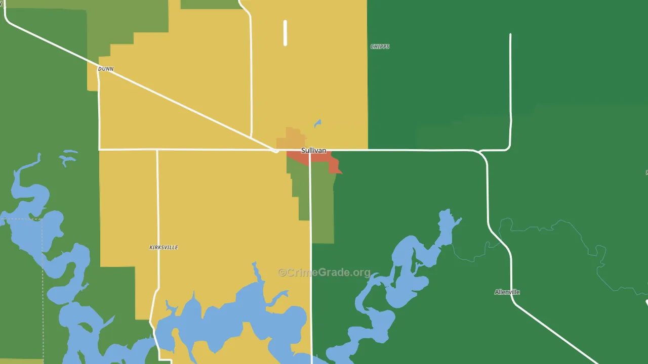 Sullivan, IL Map of Vandalism Rates