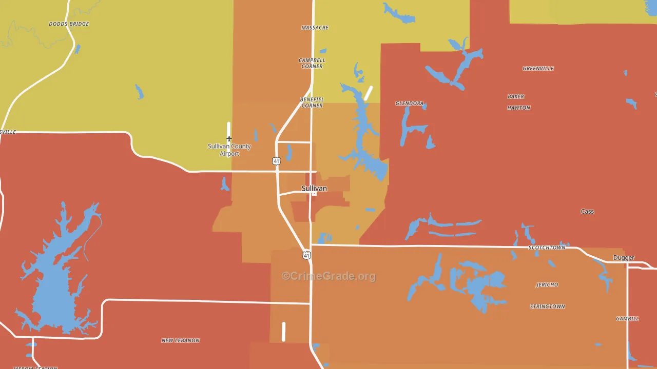 Sullivan, IN Map of Vandalism Rates