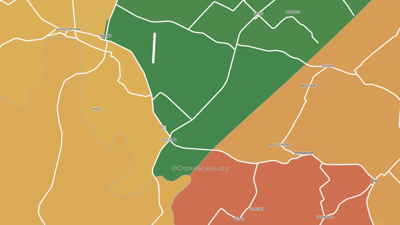 Sullivan, KY Map of Vandalism Rates